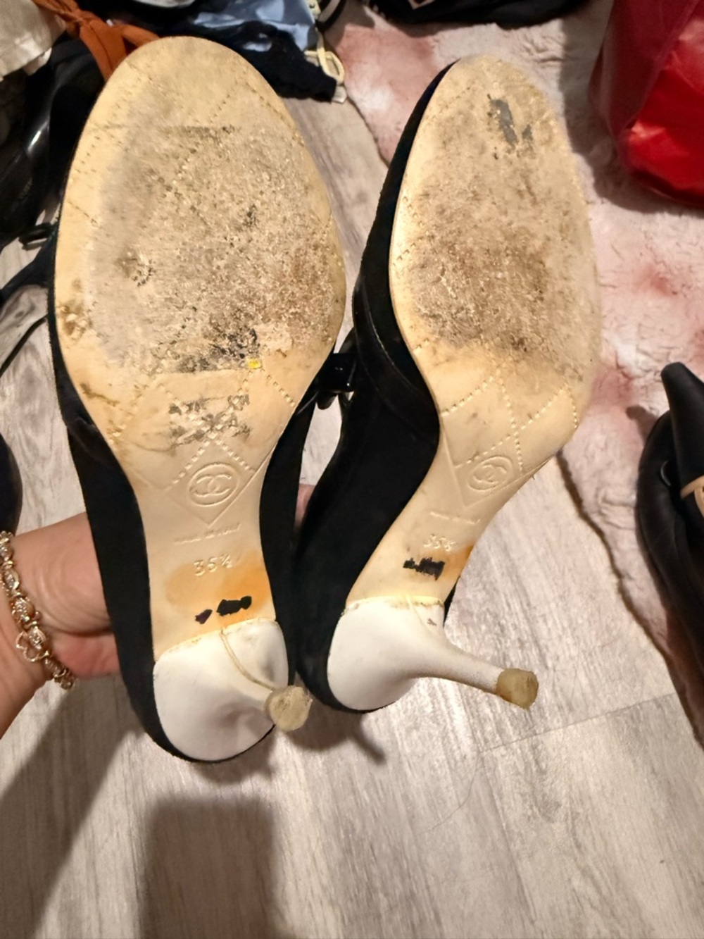 CHANEL Black Leather & Suede Mary Jane Flats with Patent Strap - Picture 3 of 4